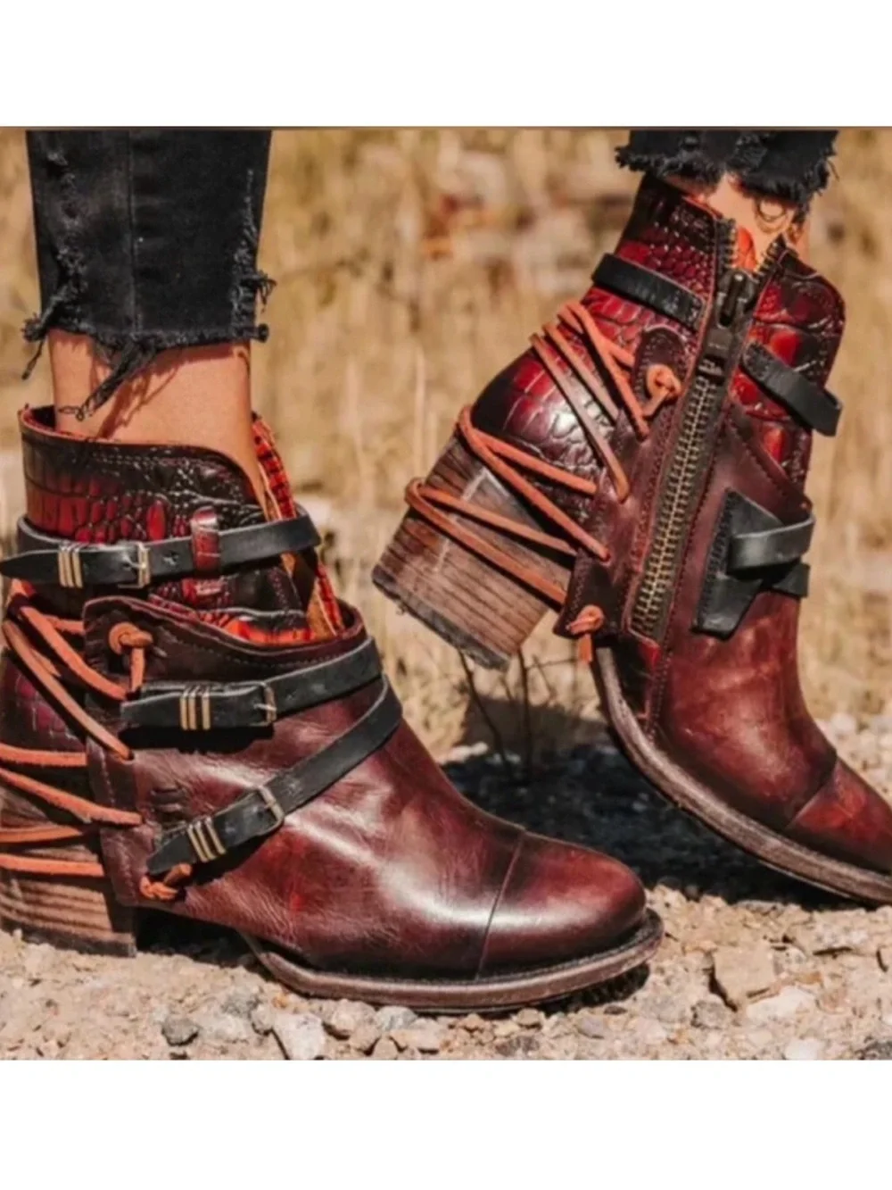 Freebird New Crue Booties In Wine Multi Size 11